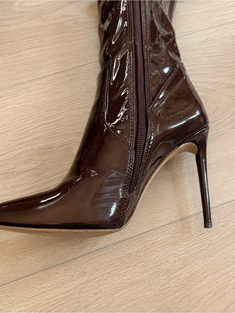 Steve Madden Patent Over-the-Knee Stiletto Boots in Dark Brown